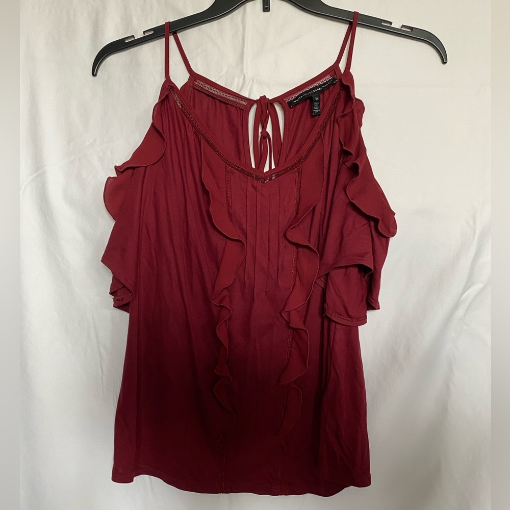 White House Black Market Ruffled Tank Top